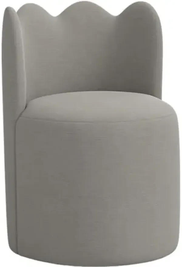 Mirabelle Scallop Swivel Dining Chair - Linen - Handcrafted - Gray