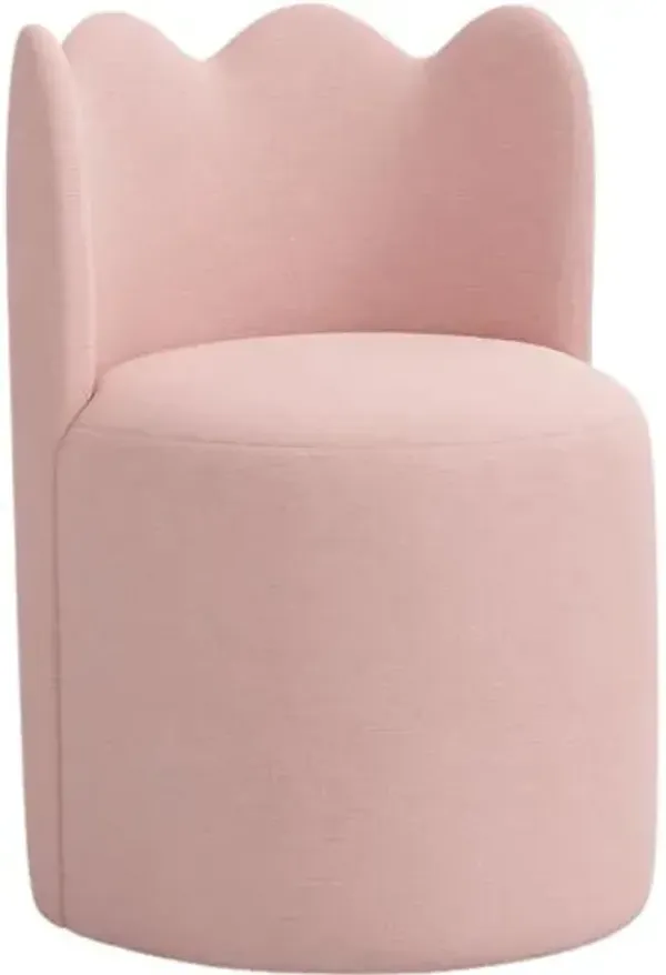 Mirabelle Scallop Swivel Dining Chair - Linen - Handcrafted - Pink