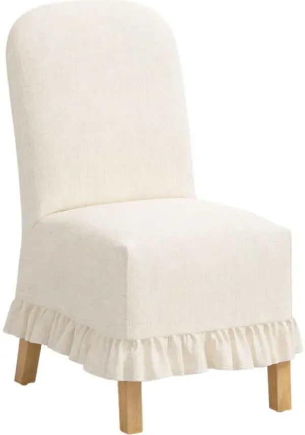 Maggie Ruffle Slipcover Dining Chair, Linen