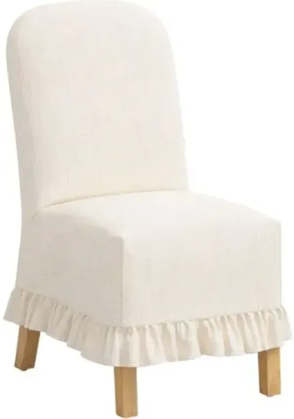 Maggie Ruffle Slipcover Dining Chair - Linen - Ivory