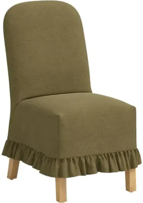 Maggie Ruffle Slipcover Dining Chair - Linen - Green