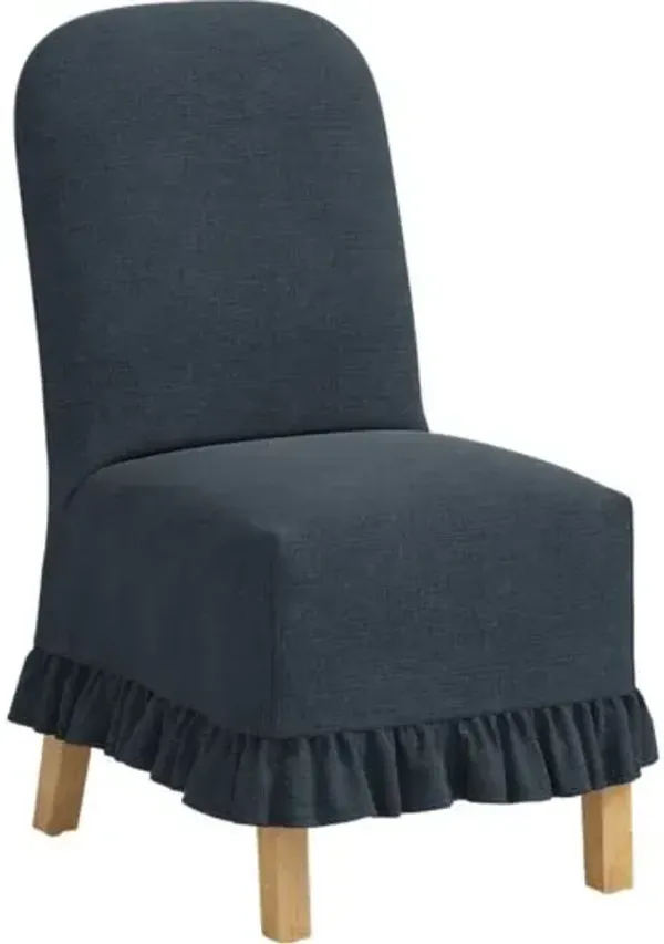Maggie Ruffle Slipcover Dining Chair - Linen - Blue