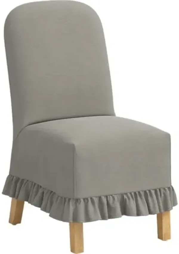 Maggie Ruffle Slipcover Dining Chair - Linen - Gray