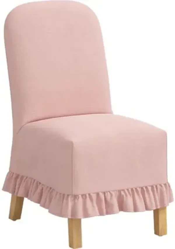 Maggie Ruffle Slipcover Dining Chair - Linen - Pink
