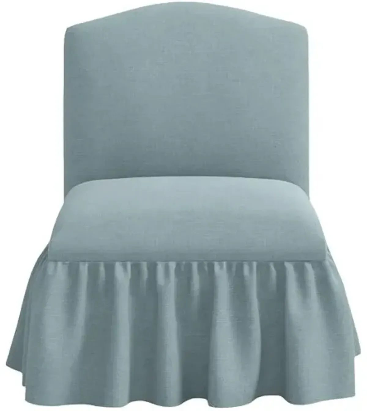 Maggie Ruffle Slipper Chair - Linen - Handcrafted - Blue