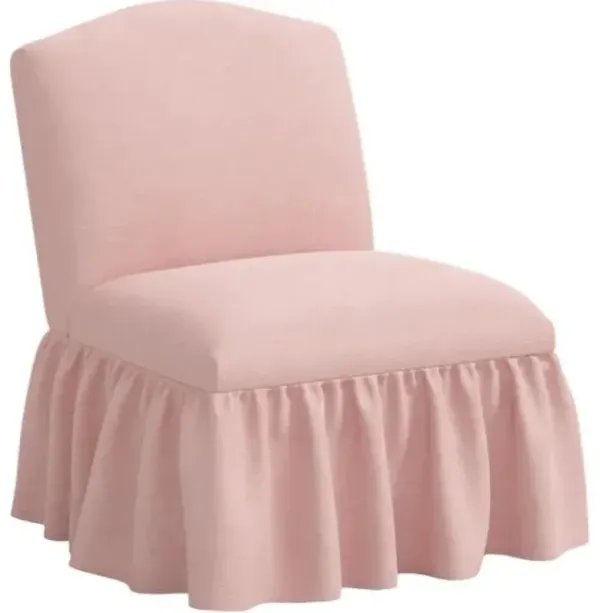 Maggie Ruffle Slipper Chair - Linen - Handcrafted - Pink