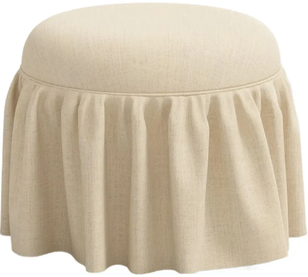 Maggie Ruffle Skirted Ottoman, Linen