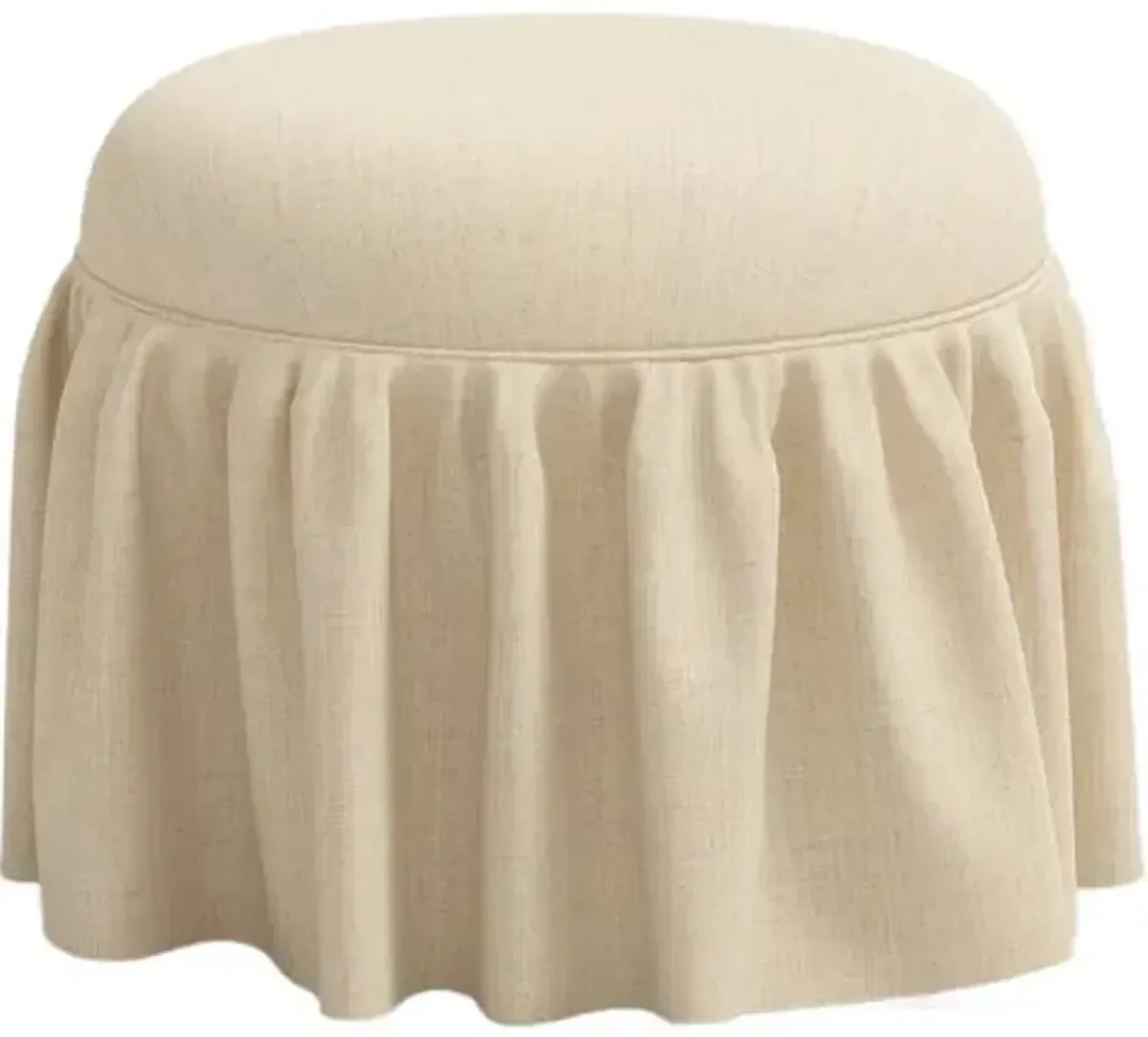 Maggie Ruffle Skirted Ottoman - Linen - Handcrafted
