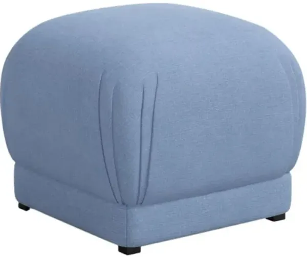 Benton Ottoman - Linen - Handcrafted - Blue