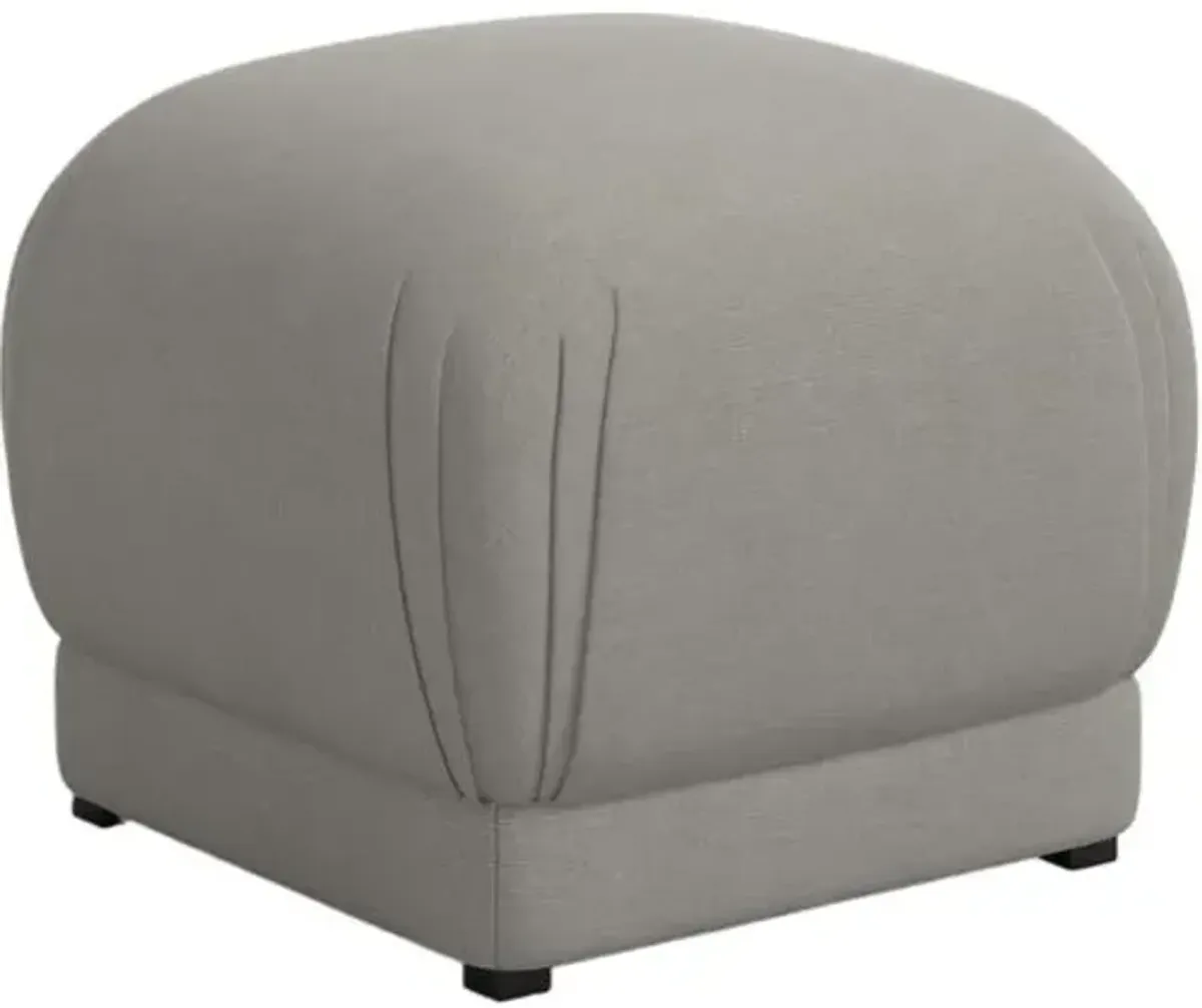 Benton Ottoman - Linen - Handcrafted - Gray