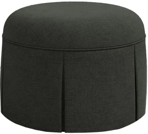 Liza Skirted Ottoman - Linen - Handcrafted - Black