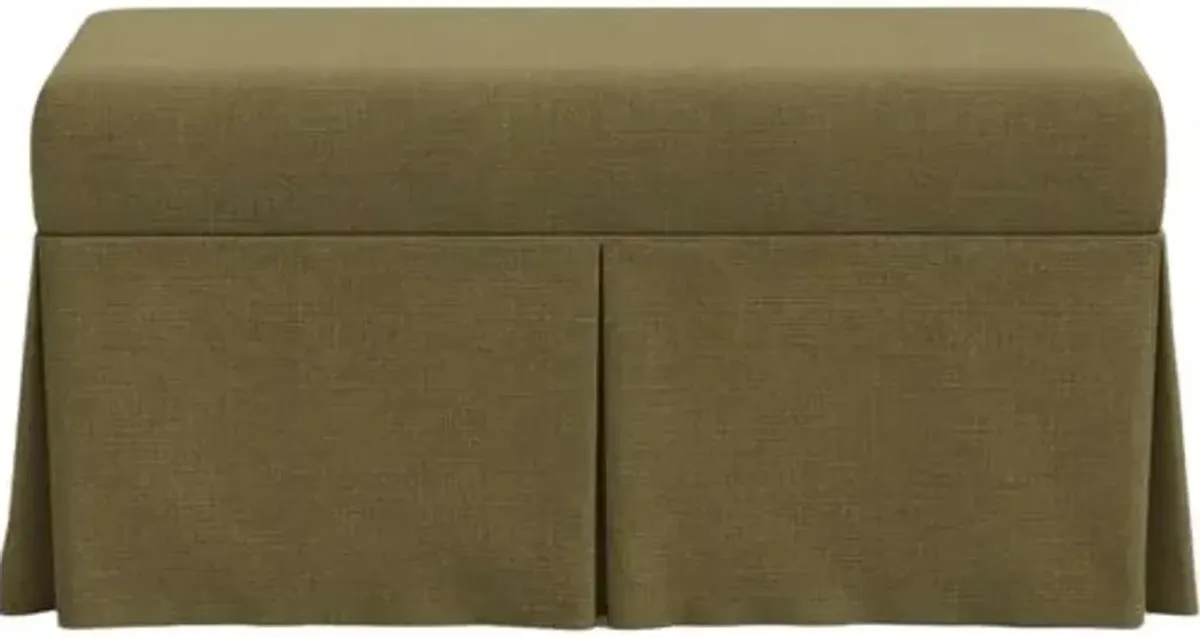 Hayworth Skirted Storage Bench - Linen - Handcrafted in the USA - Green