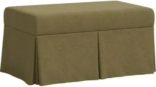 Hayworth Skirted Storage Bench - Linen - Handcrafted in the USA - Green