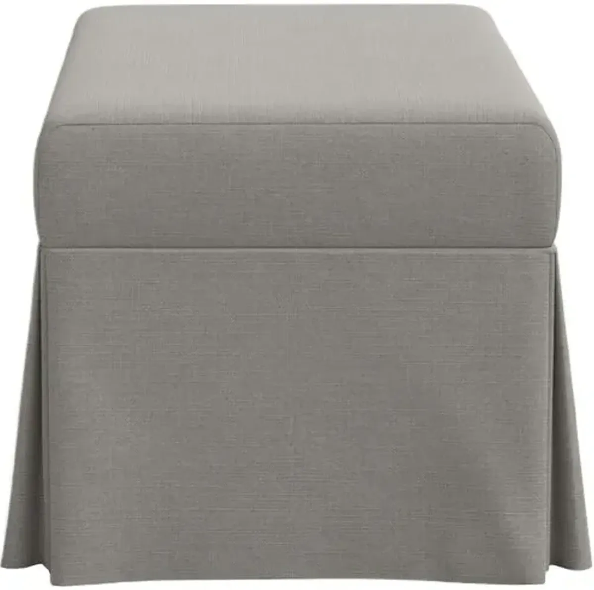 Hayworth Skirted Storage Bench - Linen - Handcrafted in the USA - Gray