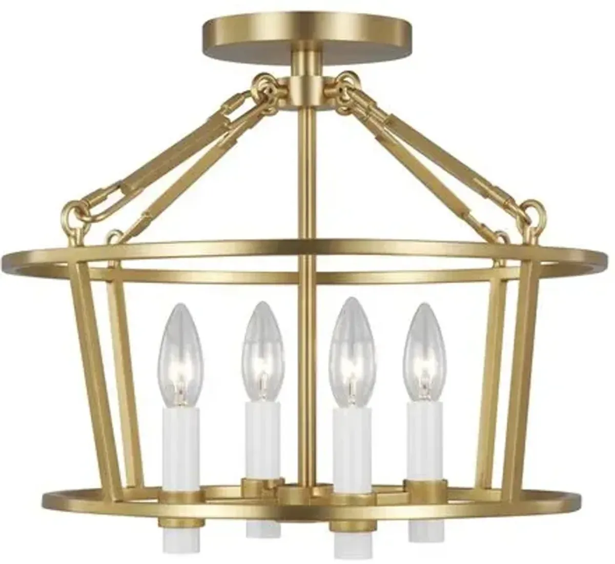 Visual Comfort - Marston Semi Flush Mount - Burnished Brass - Gold