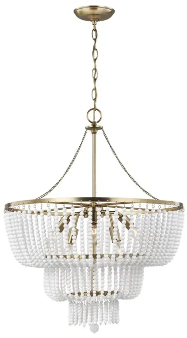 Visual Comfort - Jackie Six Light Chandelier - Satin Brass - White