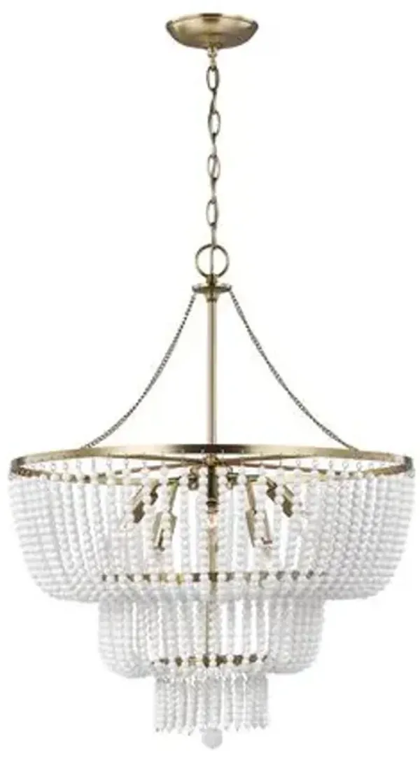 Visual Comfort - Jackie Six Light Chandelier - Satin Brass - White