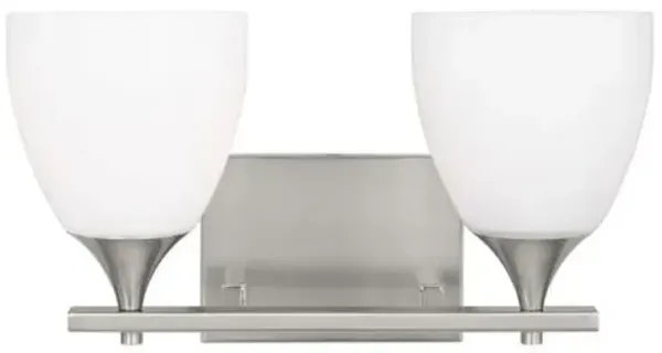 Visual Comfort - Toffino 2-Light Vanity - White Glass - Silver
