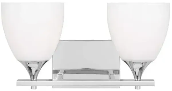 Visual Comfort - Toffino 2-Light Vanity - White Glass - Silver