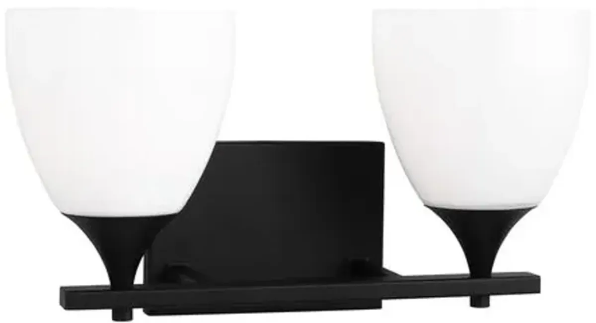 Visual Comfort - Toffino 2-Light Vanity - White Glass - Black