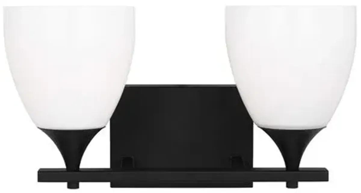 Visual Comfort - Toffino 2-Light Vanity - White Glass - Black