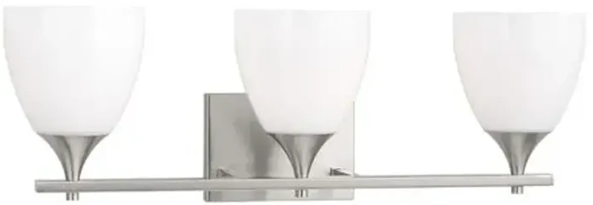 Visual Comfort - Toffino 3-Light Vanity - White Glass - Silver