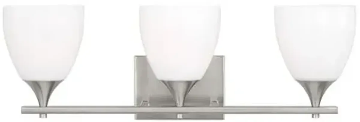 Visual Comfort - Toffino 3-Light Vanity - White Glass - Silver