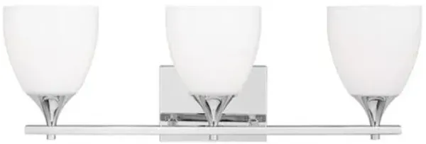 Visual Comfort - Toffino 3-Light Vanity - White Glass - Silver