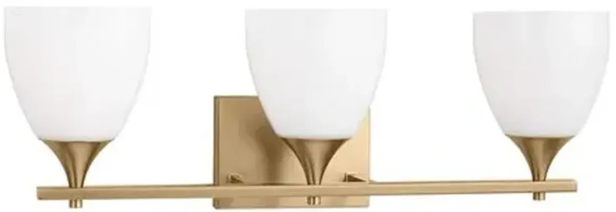 Visual Comfort - Toffino 3-Light Vanity - White Glass - Gold