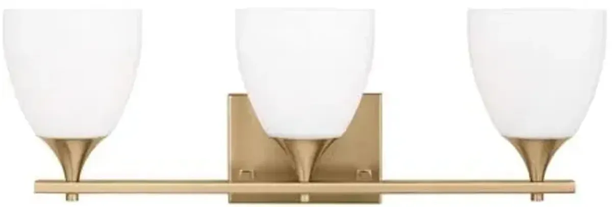Visual Comfort - Toffino 3-Light Vanity - White Glass - Gold