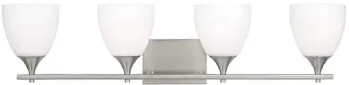 Visual Comfort - Toffino 4-Light Vanity - White Glass - Silver