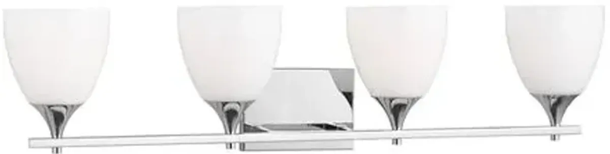 Visual Comfort - Toffino 4-Light Vanity - White Glass - Silver