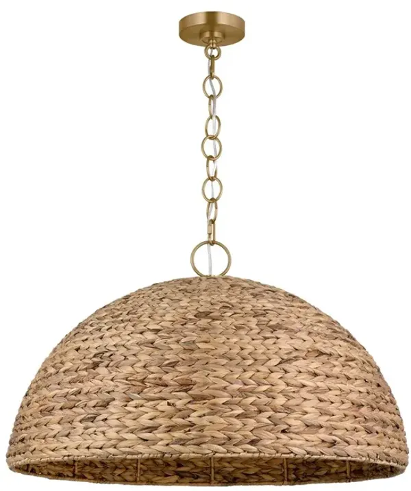 Visual Comfort - Cay Pendant - Burnished Brass/Sea Grass - Brown