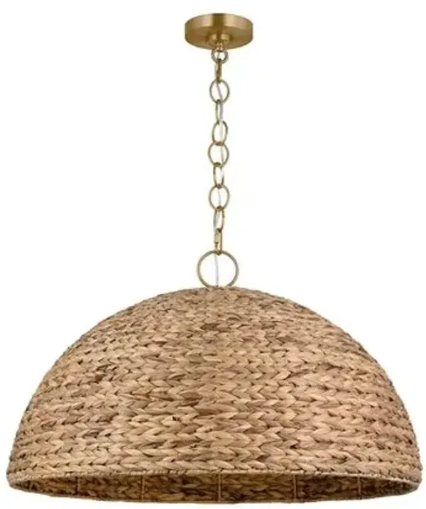 Visual Comfort - Cay Pendant - Burnished Brass/Sea Grass - Brown