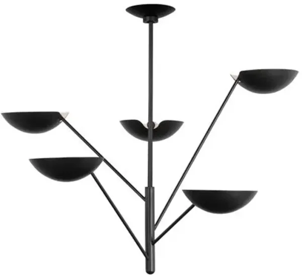 Visual Comfort - Nevel Tall Chandelier - Aged Iron - Black