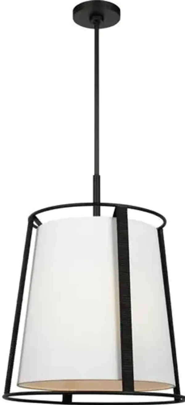 Visual Comfort - Cortes Transitional Dimmable Rattan Wrapped Hanging Shade Chandelier - Black