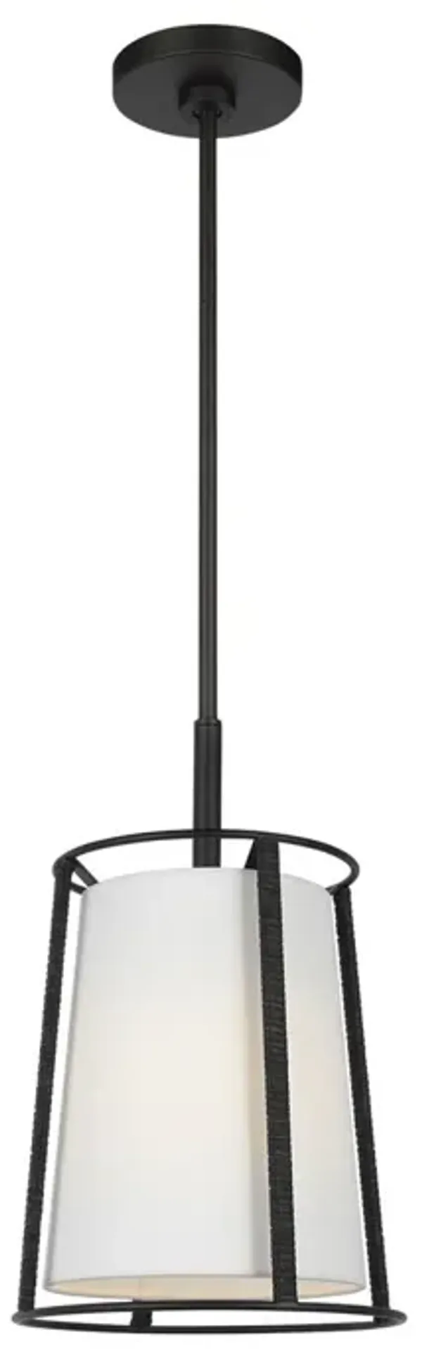 Visual Comfort - Cortes Transitional Dimmable Rattan Wrapped Hanging Shade Chandelier - Black