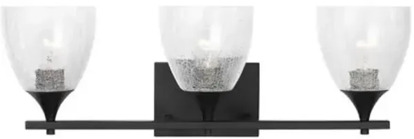 Visual Comfort - Toffino 3-Light Vanity - Clear Crackle Glass - Black