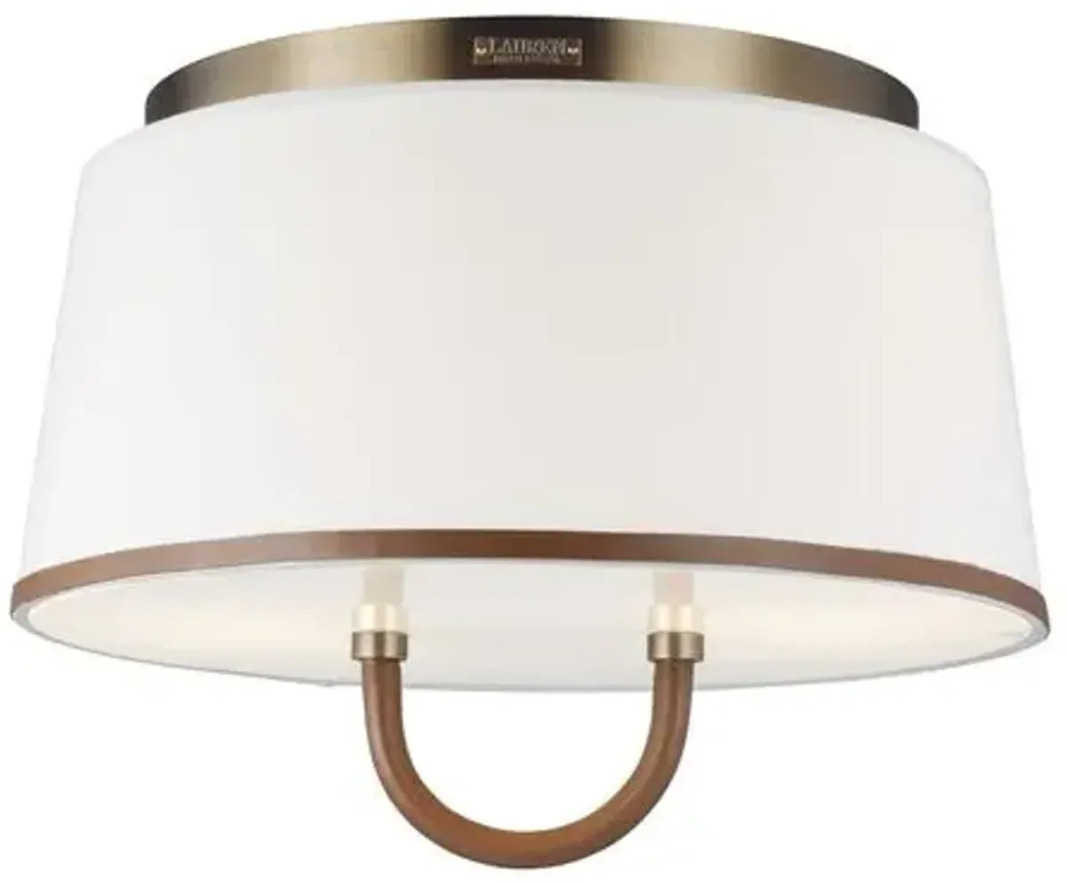 Visual Comfort - Katie Medium Flush Mount - Time Worn Brass - White