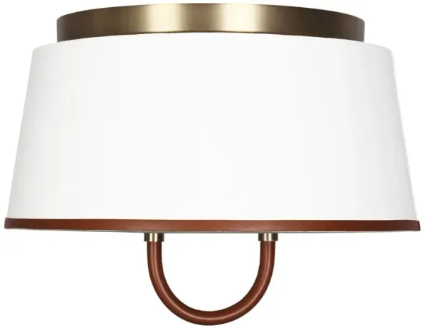 Visual Comfort - Katie Medium Flush Mount - Time Worn Brass - White