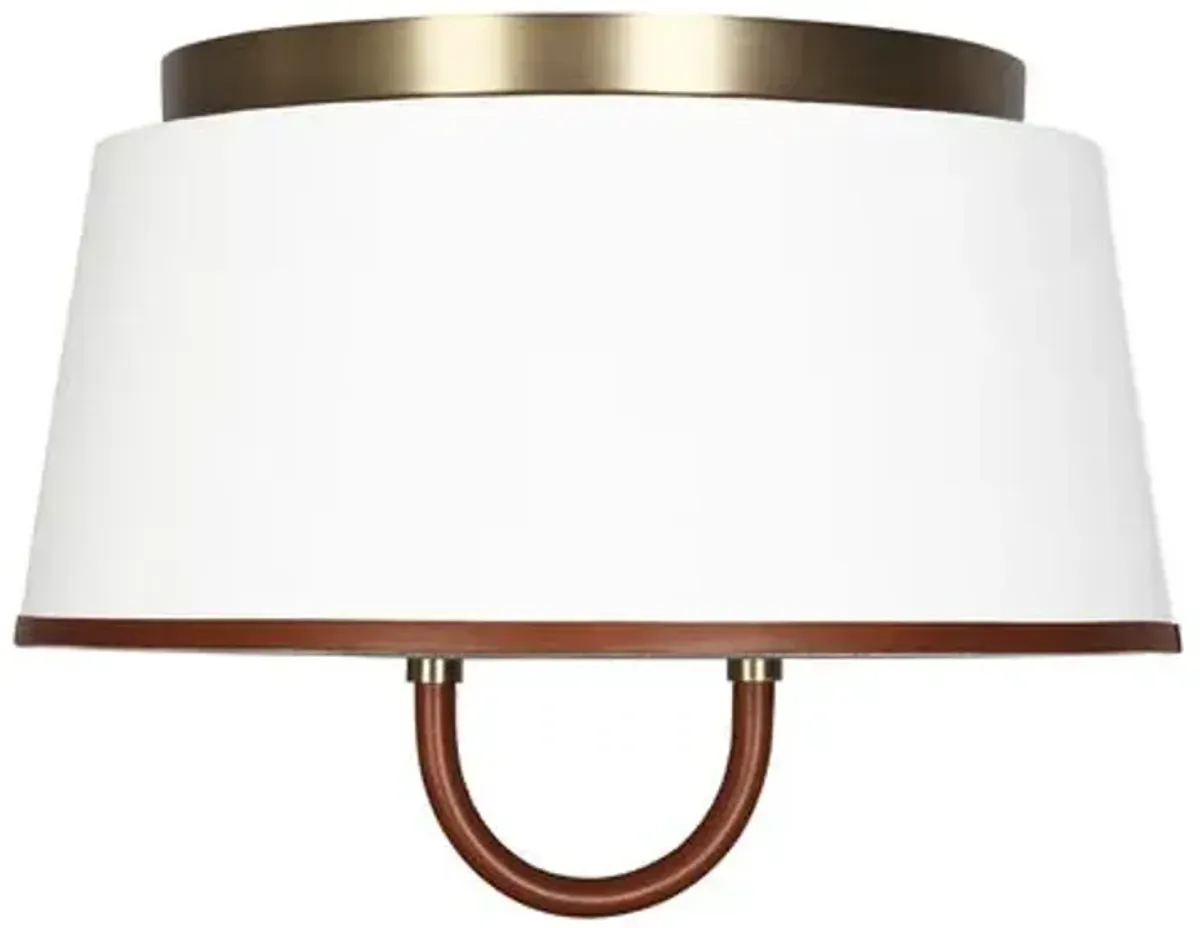 Visual Comfort - Katie Medium Flush Mount - Time Worn Brass - White