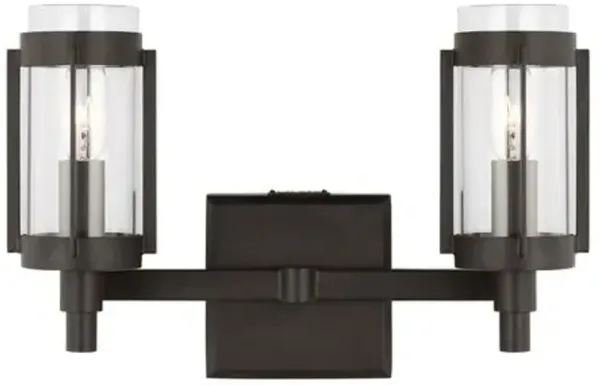 Visual Comfort - Flynn 2-Light Vanity - Aged Iron - Black