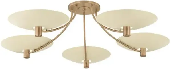 Wolfe Steel Semi Flush Mount - Patina Brass/Soft Sand - Troy Lighting - Gold