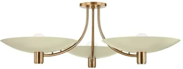 Wolfe Steel Semi Flush Mount - Patina Brass/Soft Sand - Troy Lighting - Gold