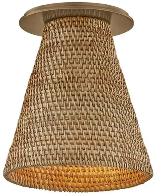 Menifee Wicker Flush Mount - Patina Brass - Troy Lighting - Brown