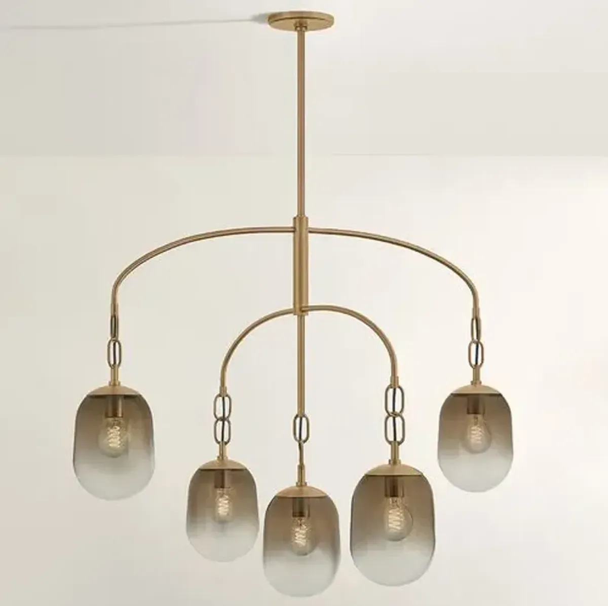 Harvey Steel Chandelier - Patina Brass - Troy Lighting - Gold