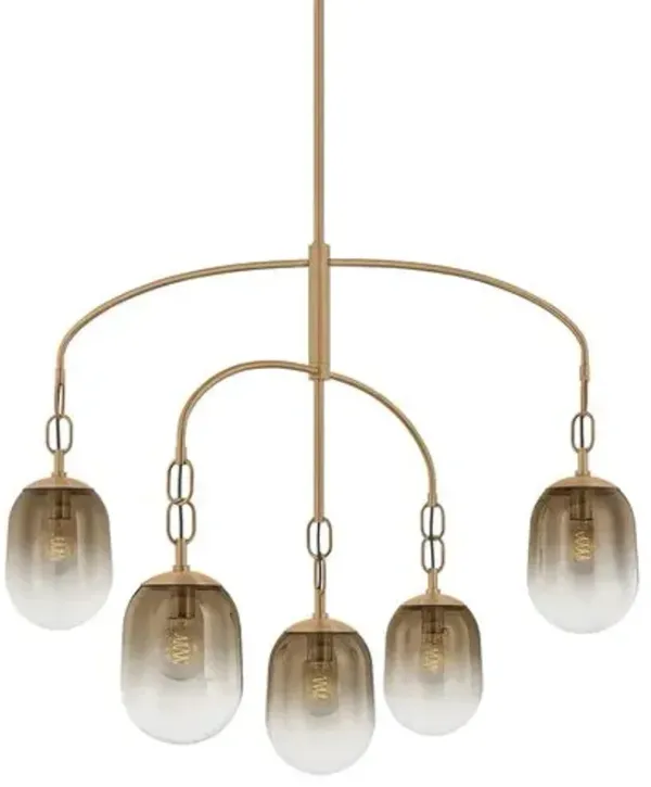 Harvey Steel Chandelier - Patina Brass - Troy Lighting - Gold