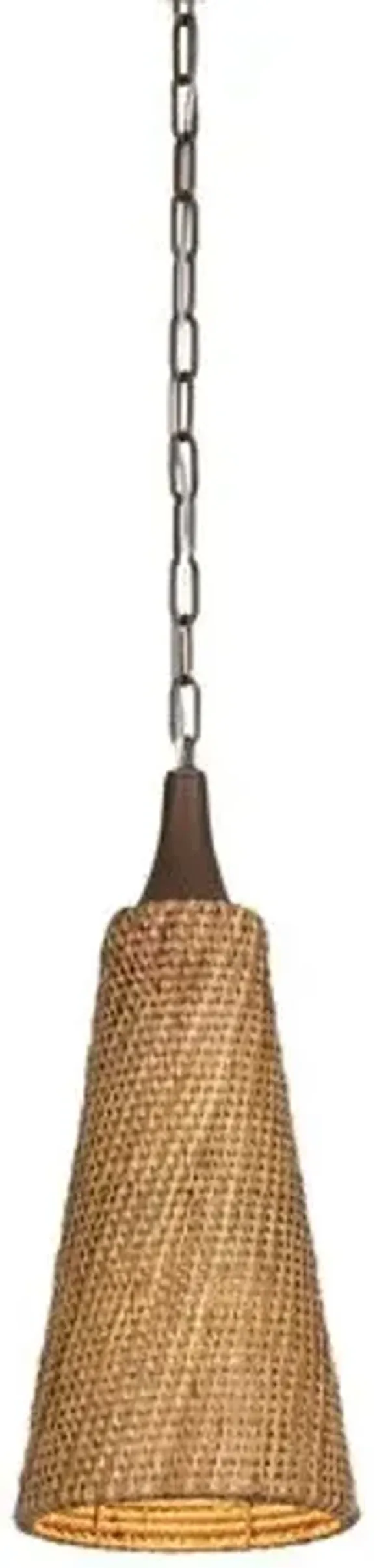 Kenzo Narrow Wicker Pendant - Bronze Leaf - Troy Lighting - Brown