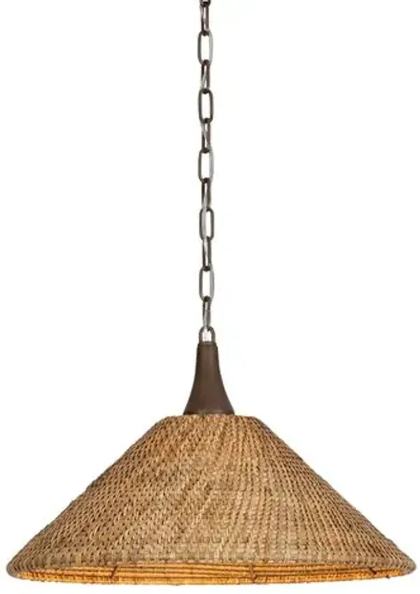 Kenzo Wide Wicker Pendant - Bronze Leaf - Troy Lighting - Brown