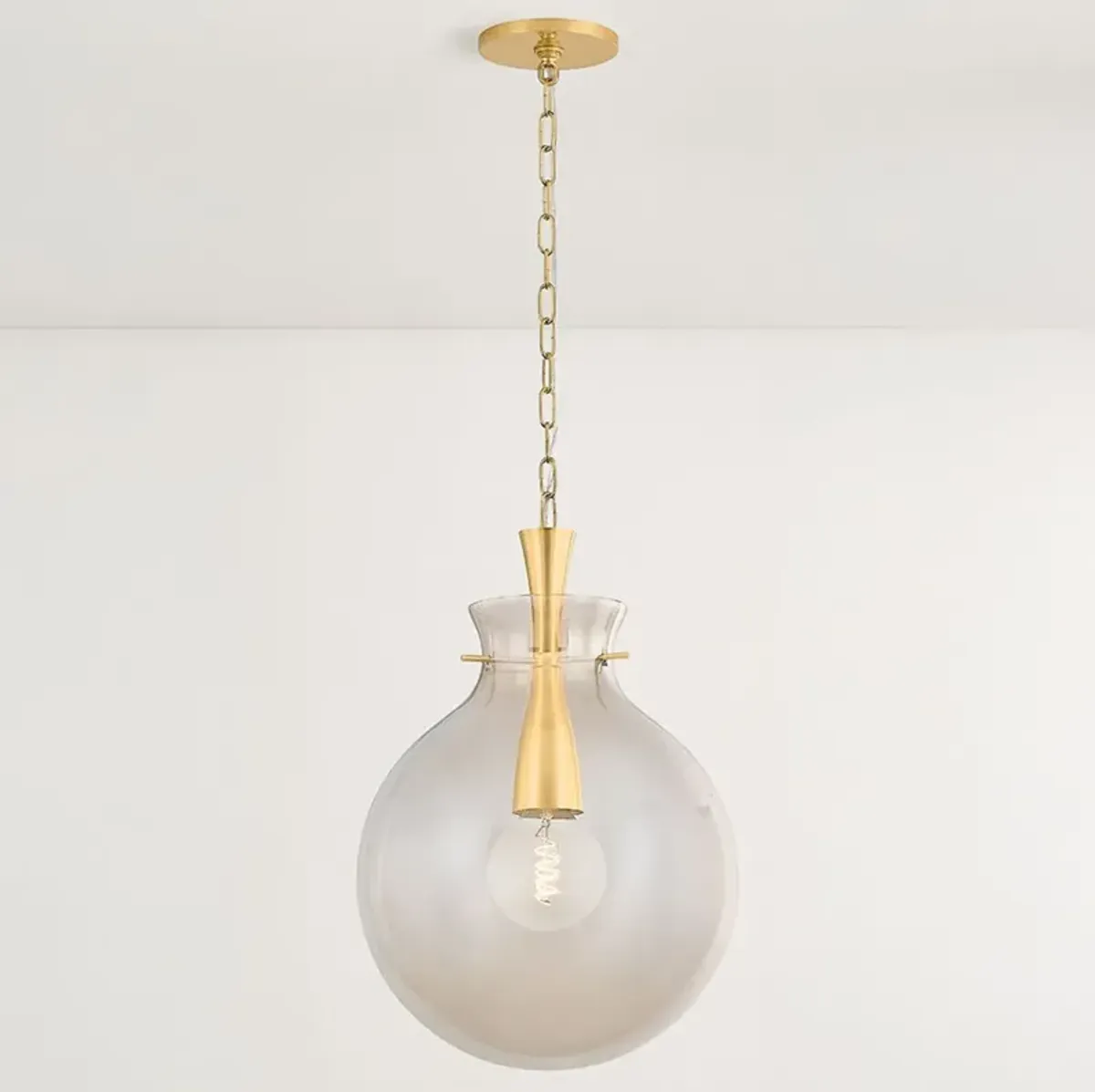 Elenor Glass Pendant - Aged Brass - Gold